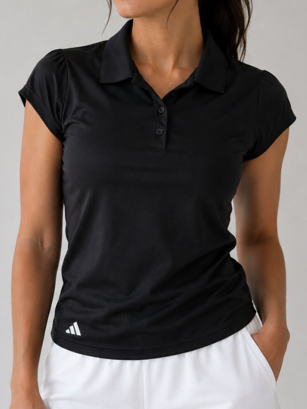 Adidas Girls Black Golf Polo Shirt Athletic Performance Top | Size Large